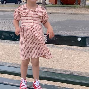 Zara Kids STRIPED TEXTURED WEAVE DRESS